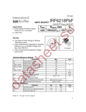 IRF6218PBF datasheet  